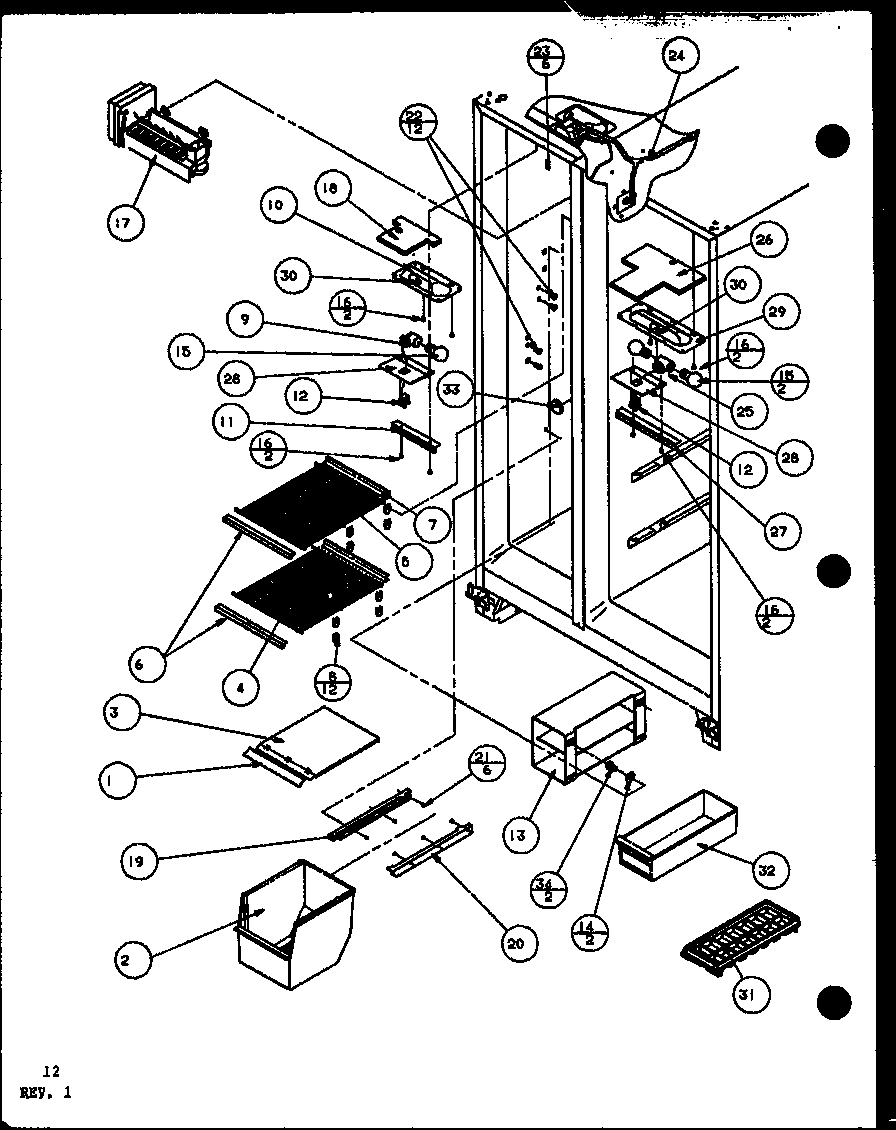 Amana SXP22H-P7836016W freezer shelving and refrigerator light (sx25h/p7836005w) (sxp25h/p7836006w) (sx22h/p7836015w) (sxp22h/p7836016w) (sxp25h/p7836034w) diagram