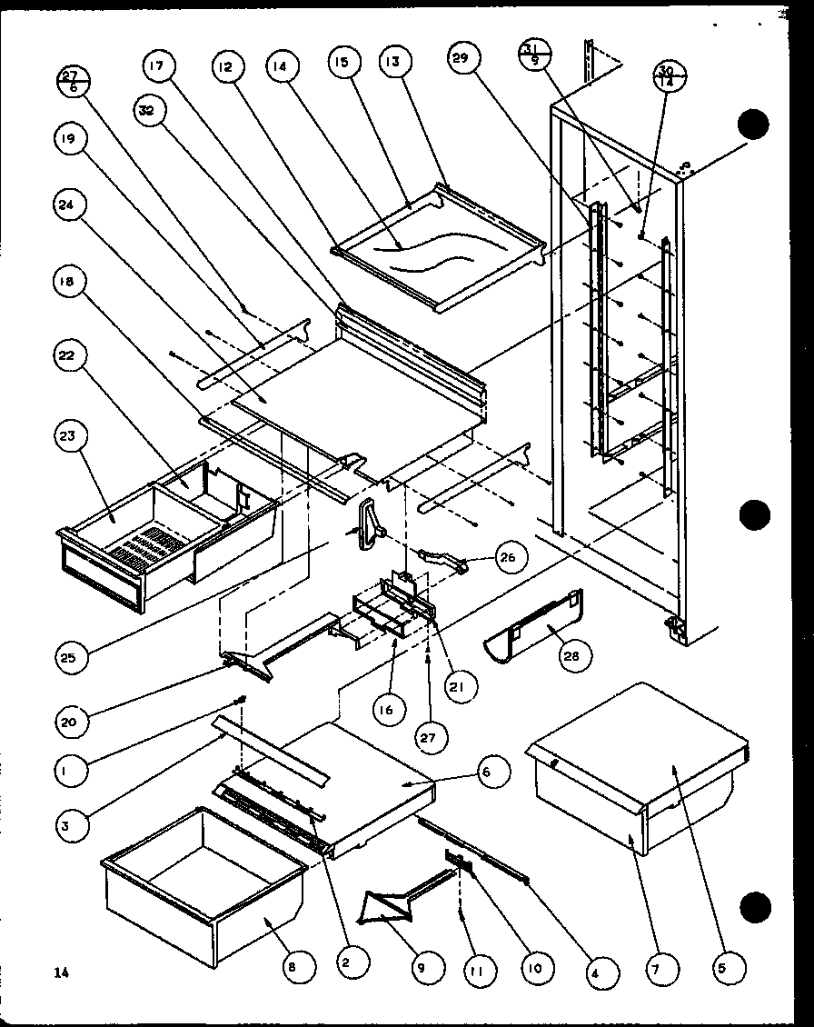 Amana SXP22H-P7836016W refrigerator shelving and drawers (sx25h/p7836005w) (sxp25h/p7836006w) (sx22h/p7836015w) (sxp22h/p7836016w) (sxp25h/p7836034w) diagram