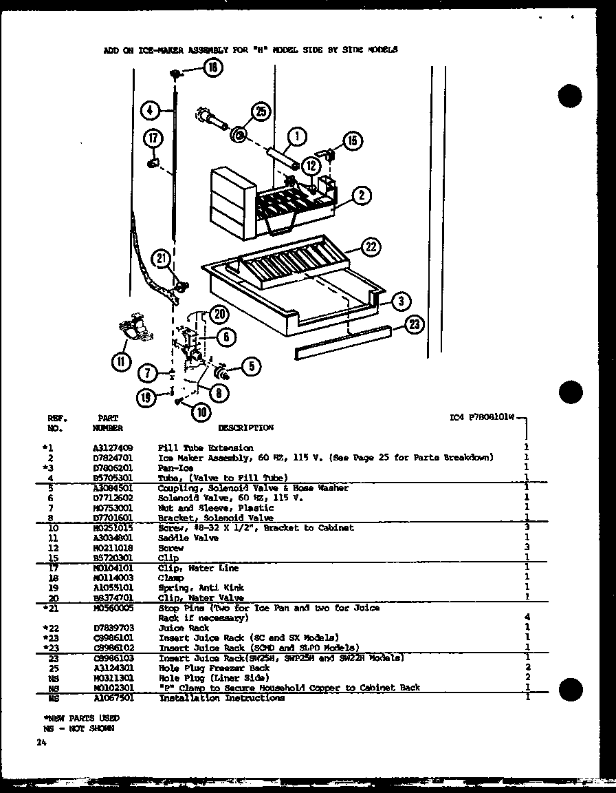 Amana SXP22H-P7836016W add on ice-maker diagram