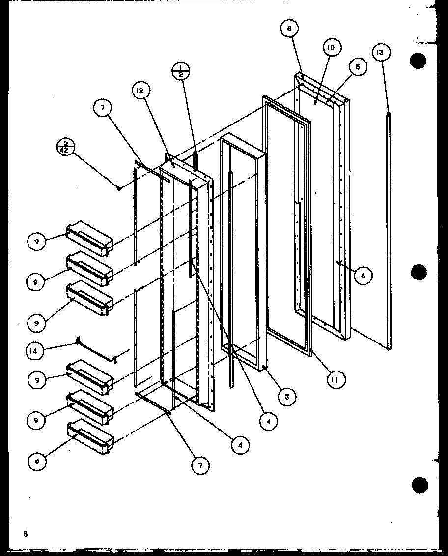 Amana SC22H-P7836014W freezer door (sc19h/p7804504w) diagram