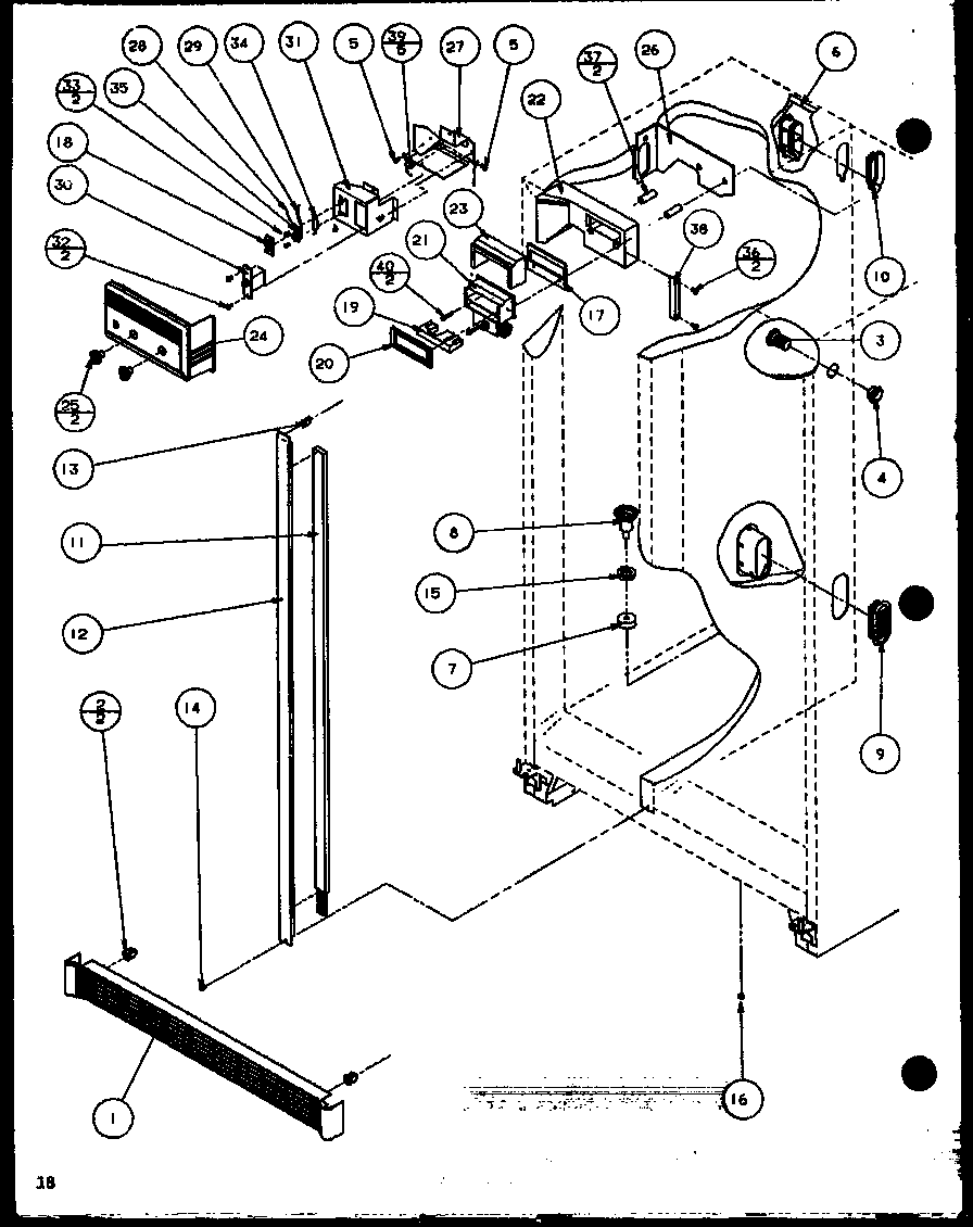 Amana SC22H-P7836014W refrigerator/freezer door controls and cabinet parts (sc19h/p7804504w) diagram