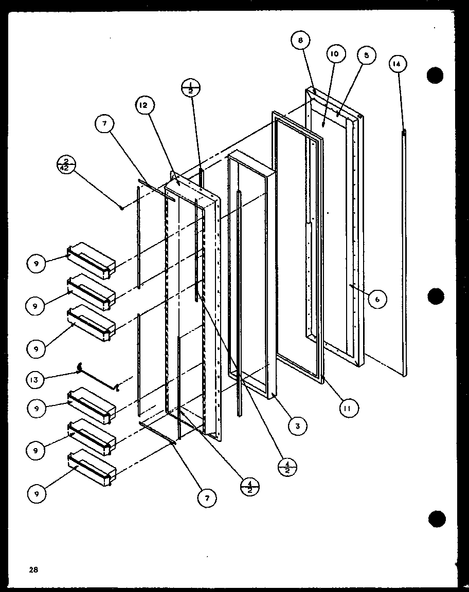 Amana SC22H-P7836014W freezer door (sc22h/p7836014w) (sc25h/p7836004w) diagram