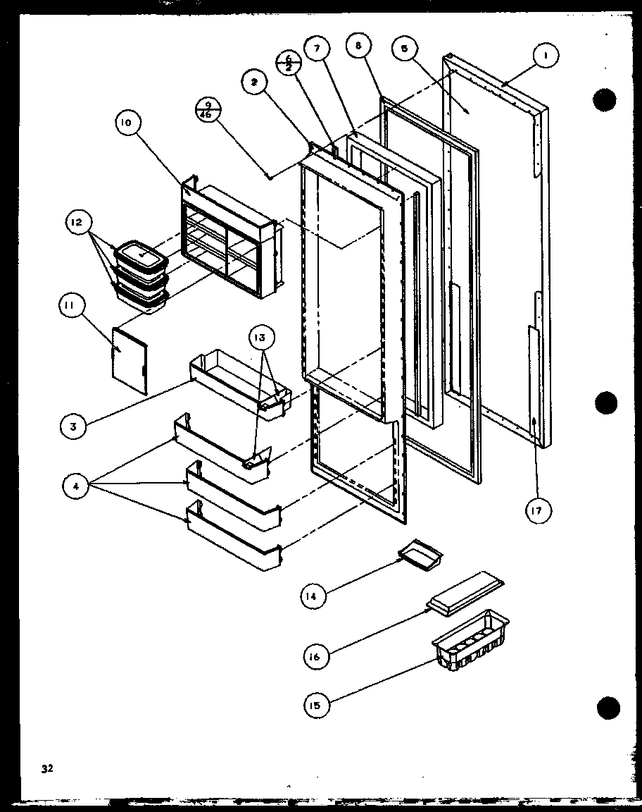 Amana SC22H-P7836014W refrigerator door (sc22h/p7836014w) (sc25h/p7836004w) diagram