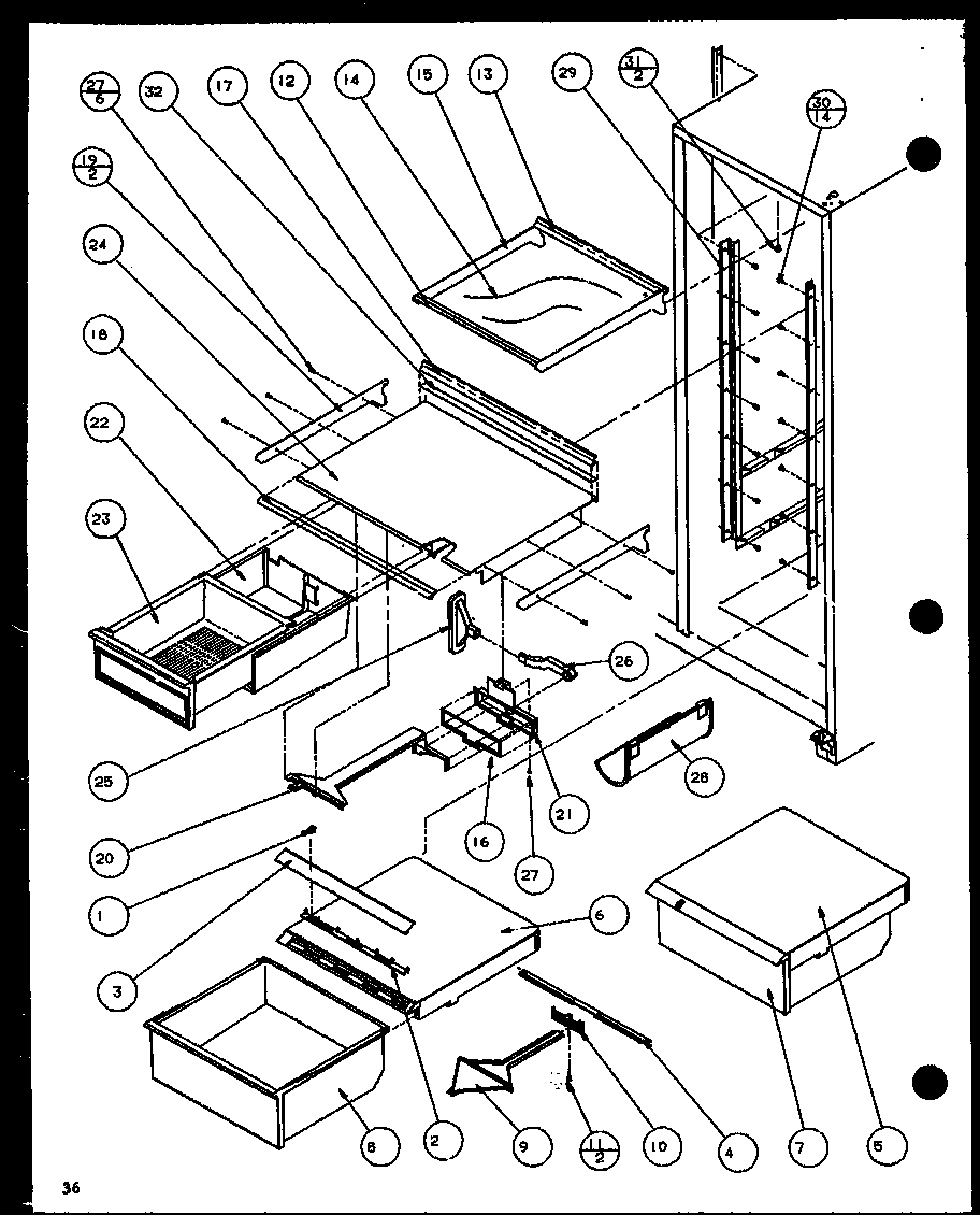 Amana SC22H-P7836014W refrigerator shelving and drawers (sc22h/p7836014w) (sc25h/p7836004w) diagram