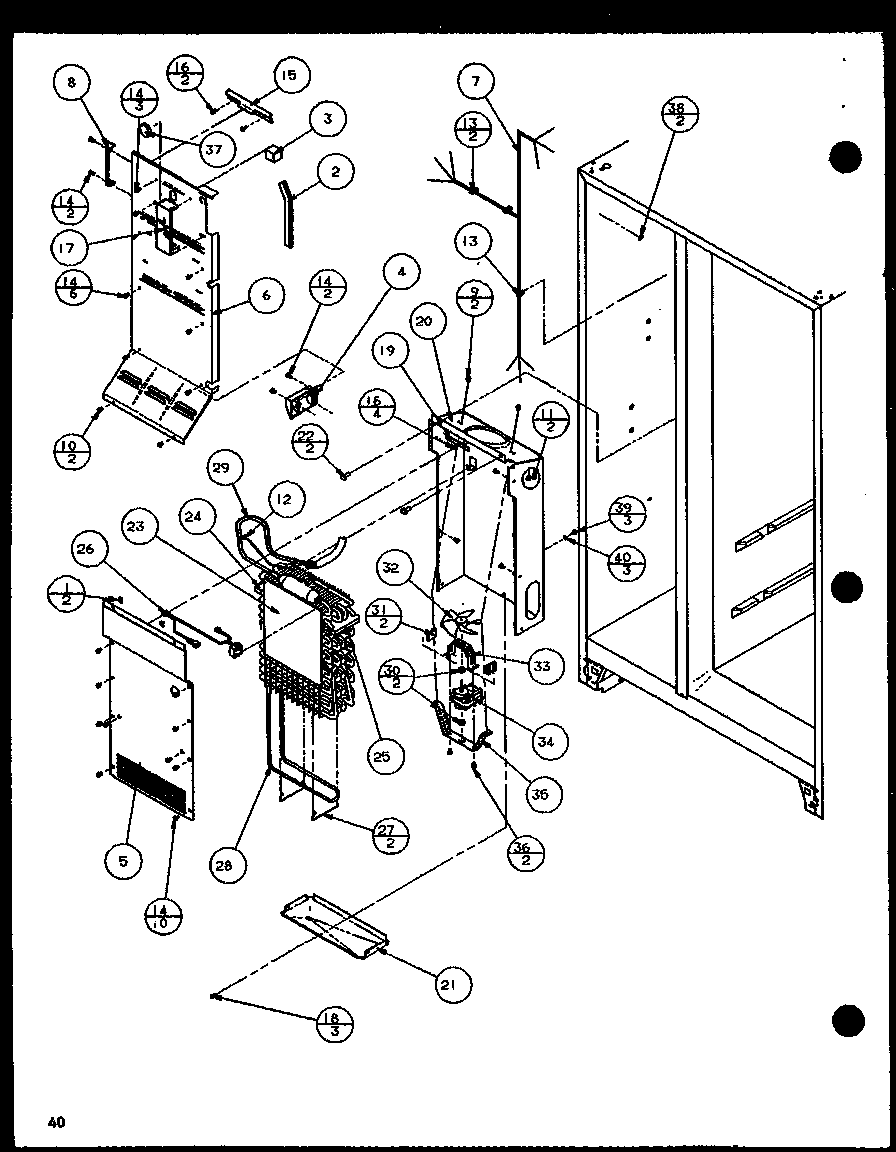Amana SC22H-P7836014W evaporator and air handling (sc22h/p7836014w) (sc25h/p7836004w) diagram