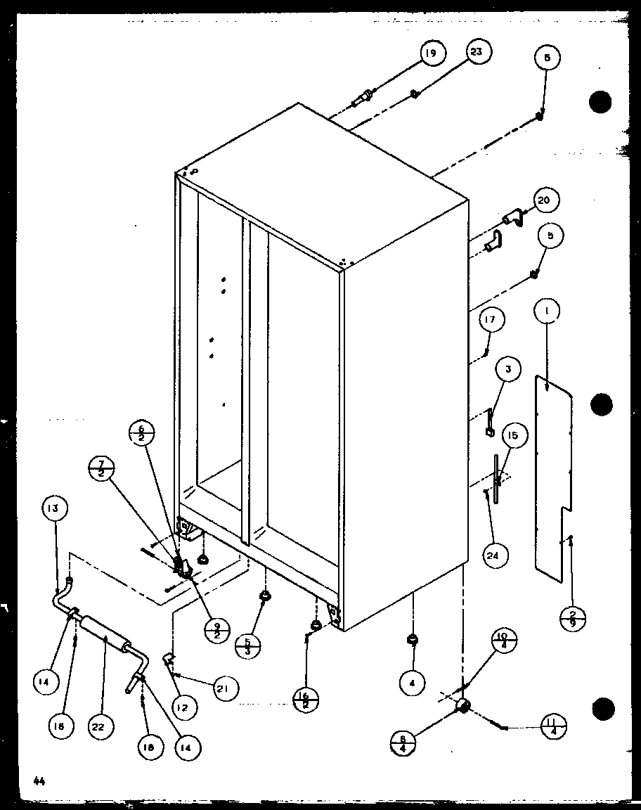 Amana SC22H-P7836014W rollers and back unit (sc22h/p7836014w) (sc25h/p7836004w) diagram