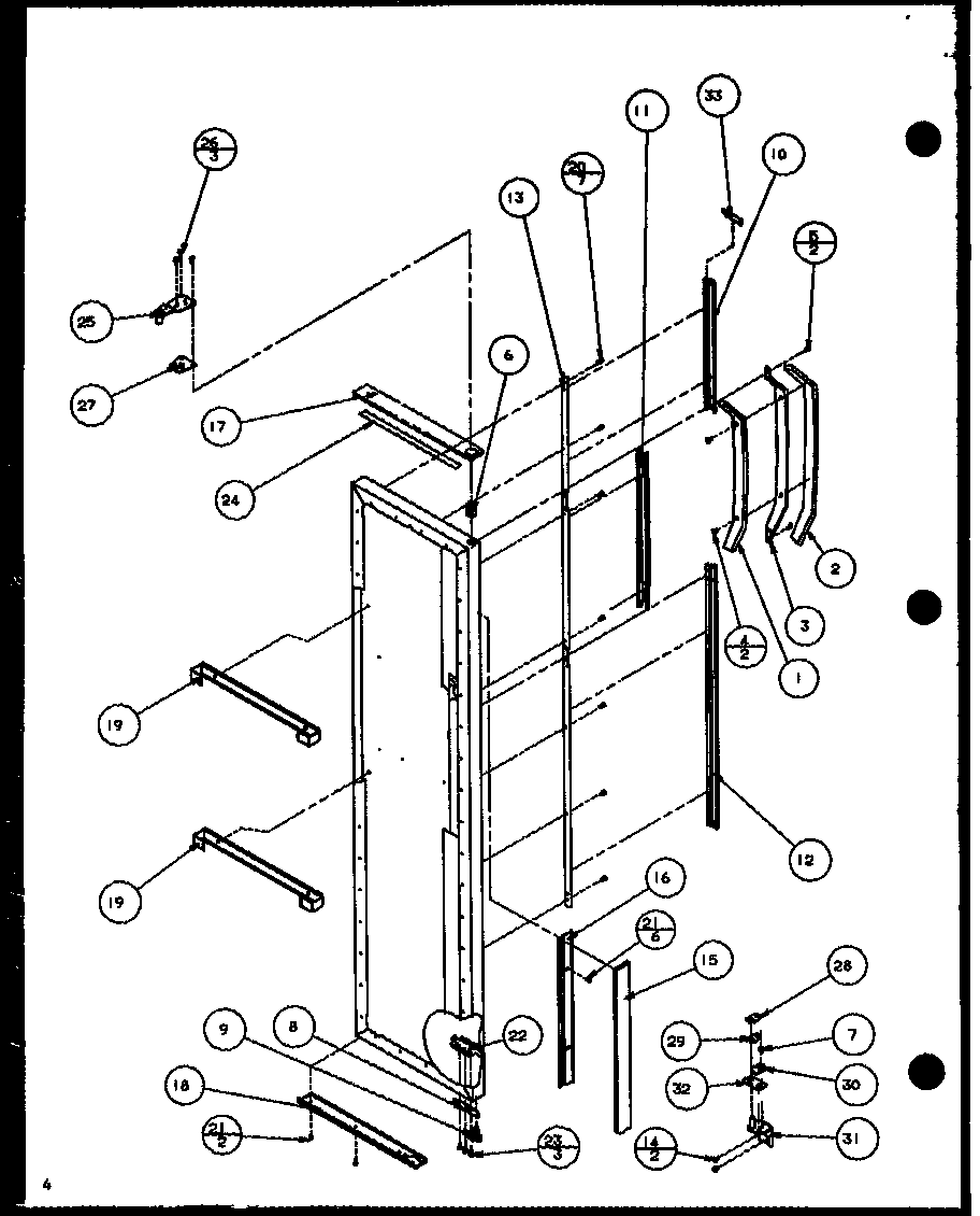 Amana SW22H-P7836026W freezer door hinge and trim parts (sw25h/p7836023w) (swp25h/p7836024w) (sw22h/p7836026w) (swp25h/p7836037w) diagram