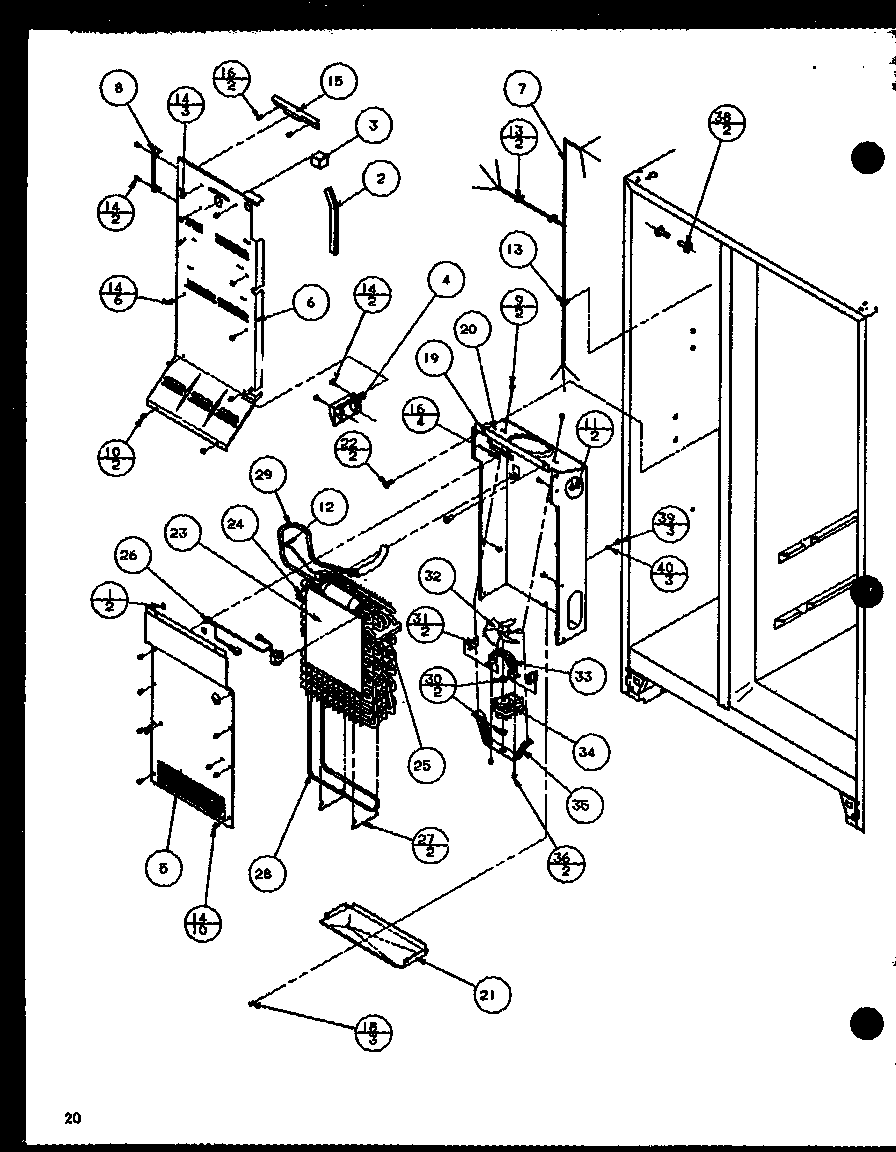 Amana SDB20H-P7836031W evvaporator and air handling (scti20h/p7836030w) (sbi20h/p7836032w) diagram