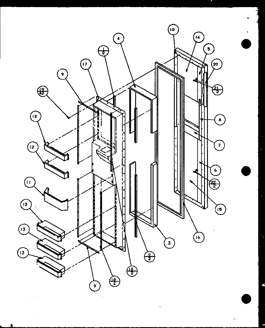 Amana SCDT22H-P7836011W freezer door (scd19h/p7804503w) diagram