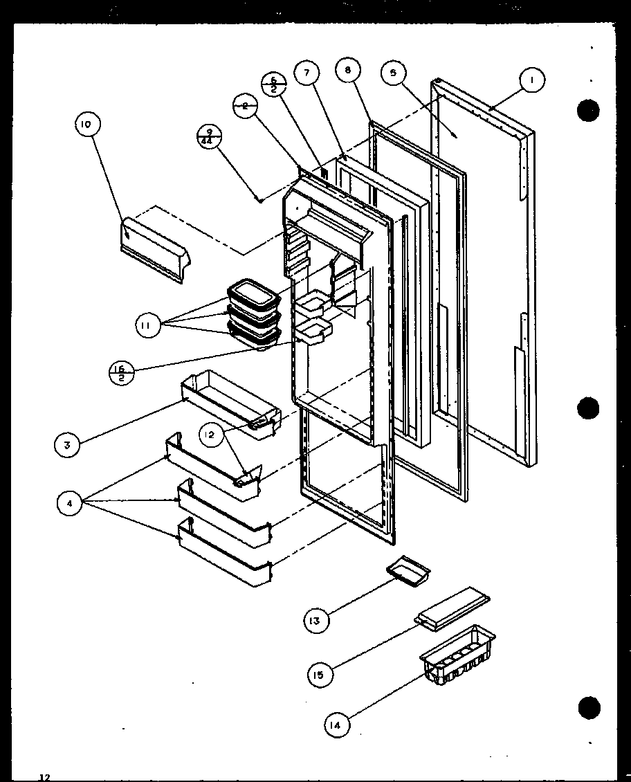 Amana SCDT22H-P7836011W refrigerator door (scd19h/p7804503w) diagram