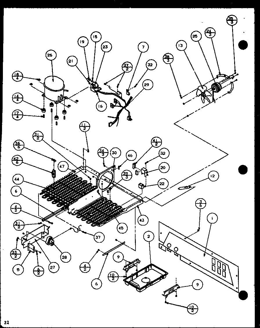 Amana SCDT22H-P7836011W machine compartment (scd19h/p7804503w) diagram