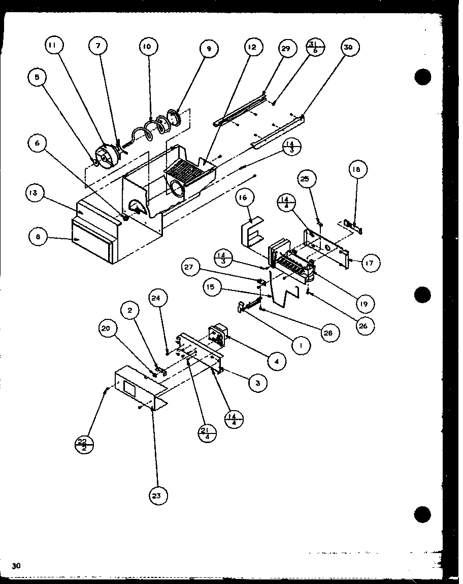 Amana SCDT22H-P7836011W ice bucket and ice maker (scd19h/p7804503w) diagram