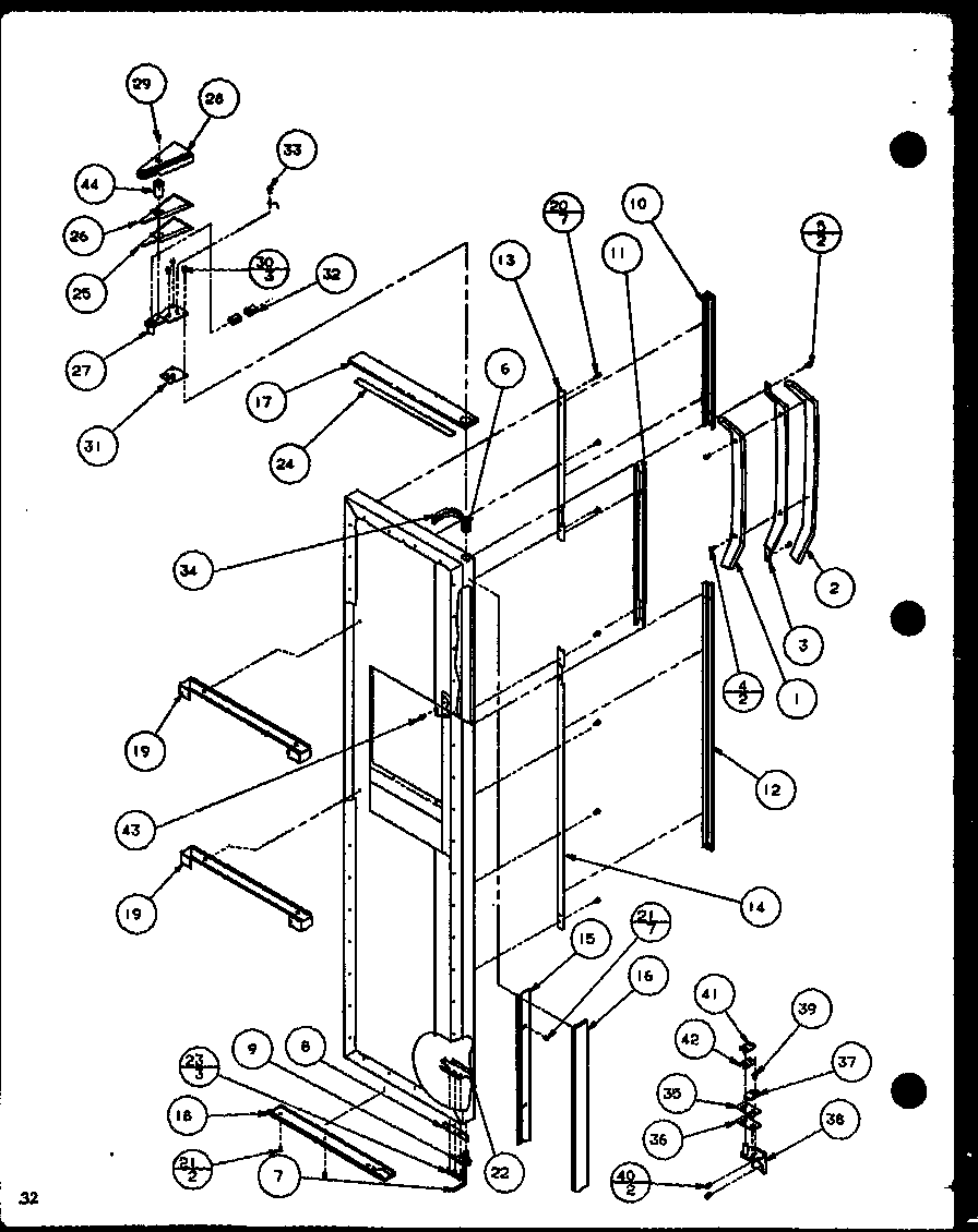 Amana SCDT22H-P7836011W freezer door (scdt22h/p7836011w) (scdt25h/p7836001w) diagram