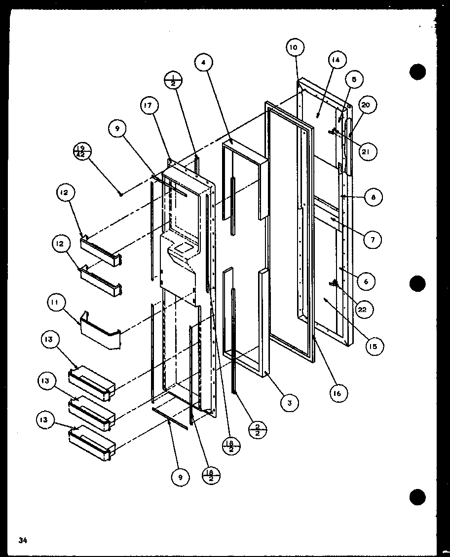 Amana SCDT22H-P7836011W freezer door (scdt22h/p7836011w) (scdt25h/p7836001w) diagram