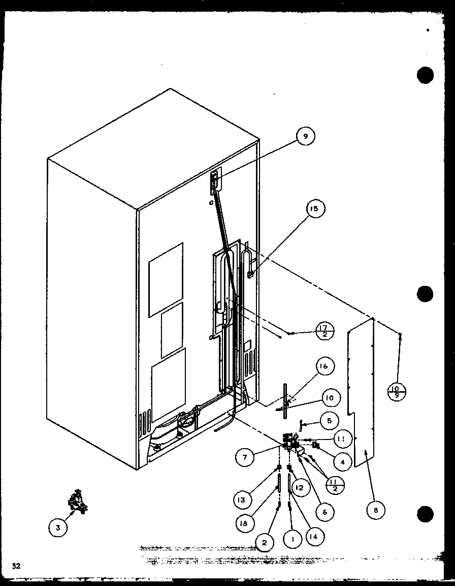 Amana SCDT22H-P7836011W cabinet back (scdt22h/p7836011w) (scdt25h/p7836001w) diagram