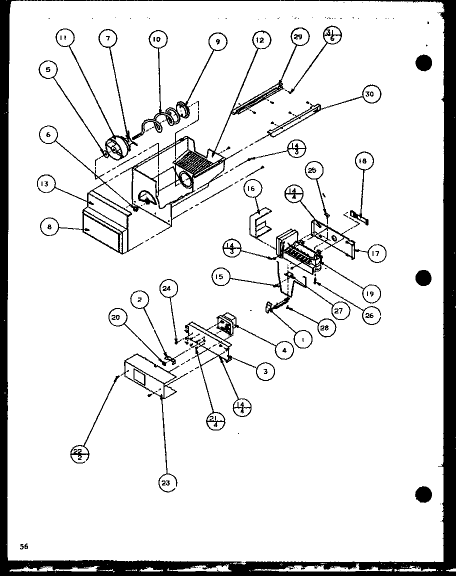 Amana SCDT22H-P7836011W ice bucket and ice maker (scdt22h/p7836011w) (scdt25h/p7836001w) diagram