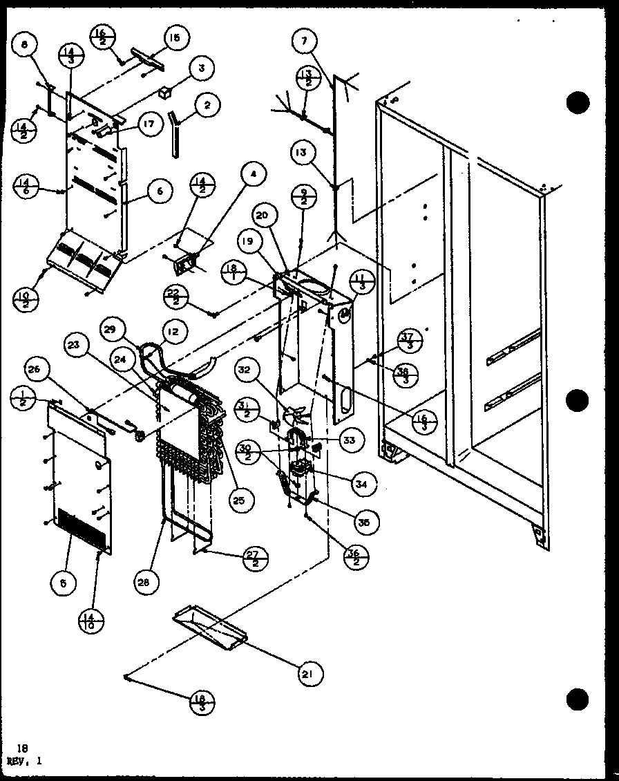 Amana SXPD25H-P7836003W evaporator and air handling diagram