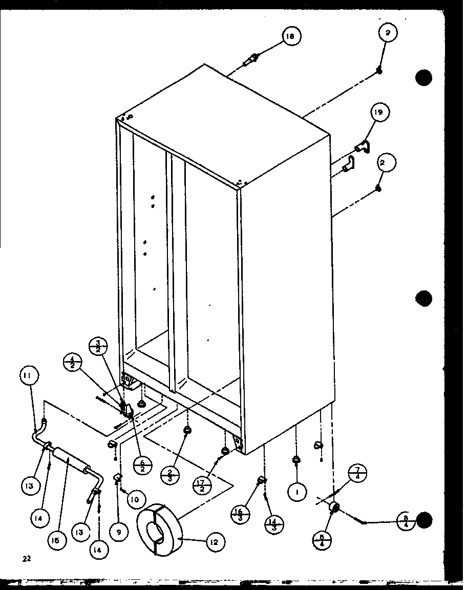 Amana SXPD25H-P7836003W drain and rollers diagram