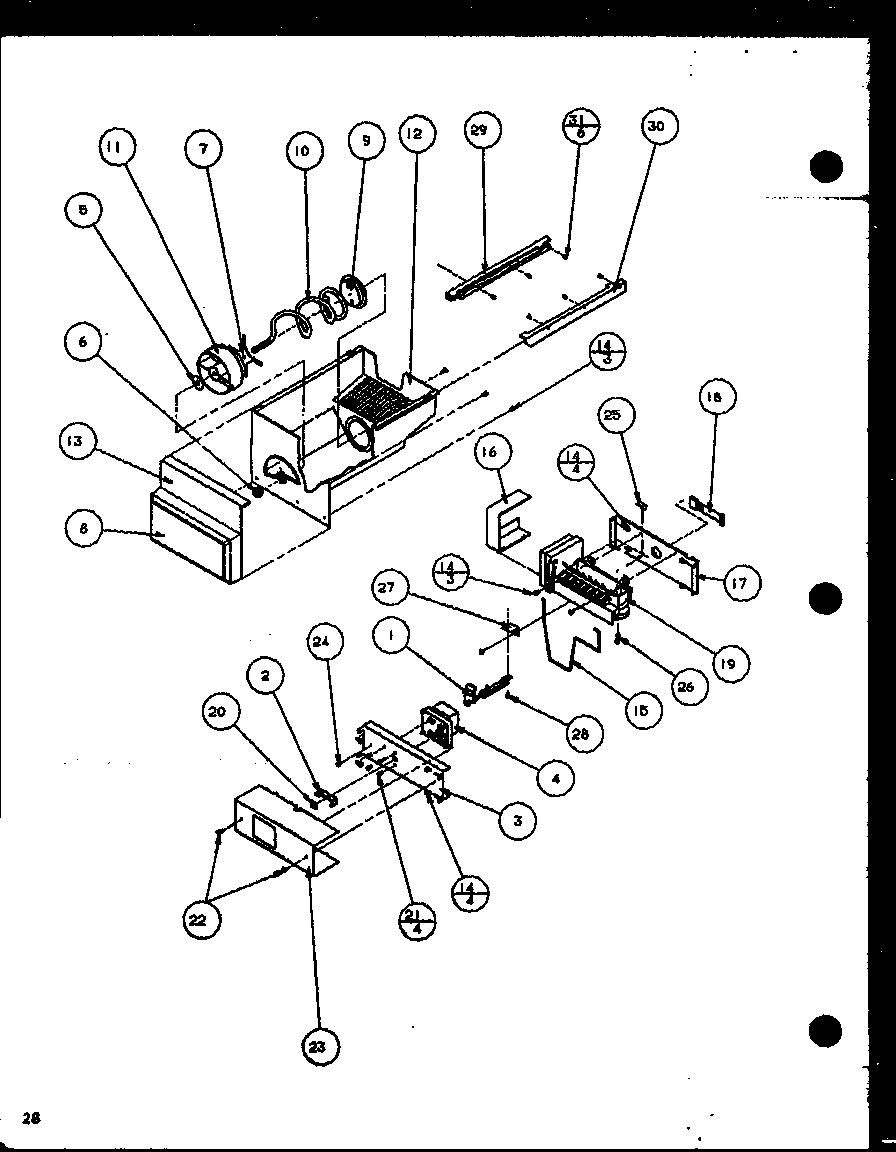 Amana SXPD25H-P7836003W ice bucket and ice maker diagram