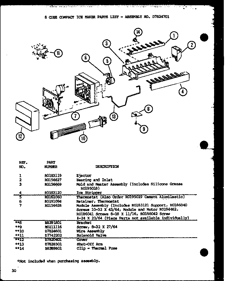 Amana SXPD25H-P7836003W 8 cube compact ice maker diagram