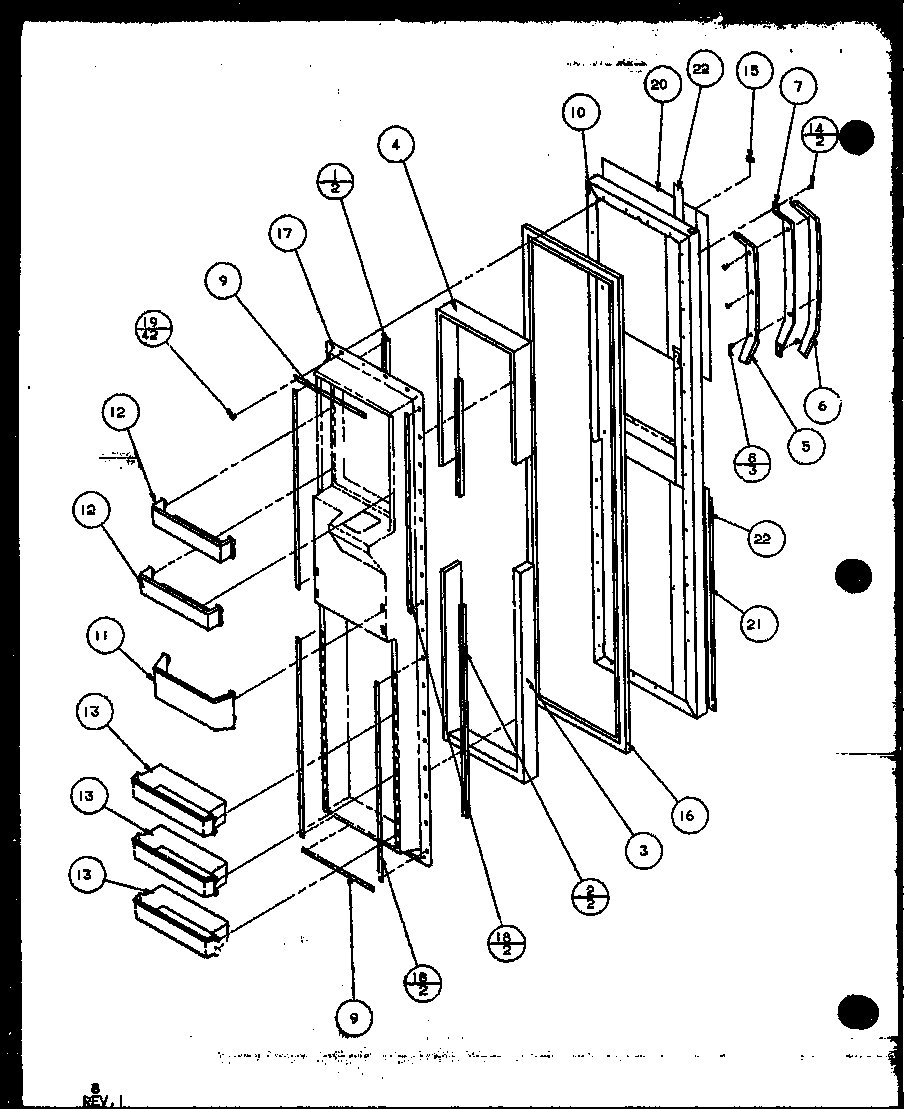 Amana SXD22MW-P1120803WW freezer door diagram