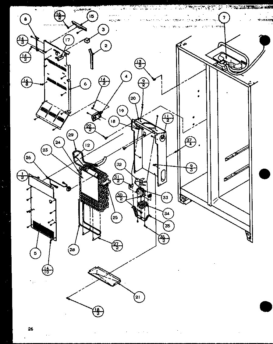 Amana SXD22MW-P1120803WW evaporator and air handling (sxd19mw/p1121402ww) (sxd19mg/p1121402wg) (sxd19ml/p1121402wl) (sxd22mw/p1120803ww) (sxd22mg/p1120803wg) (sxd22ml/p1120803wl) (sxd22mw/p1120804ww) (sxd22mg/p1120804wg) (sxd22ml/p1120804wl) (sxd22mbg/p1120807wg) (sxd22mbw/p11208 diagram