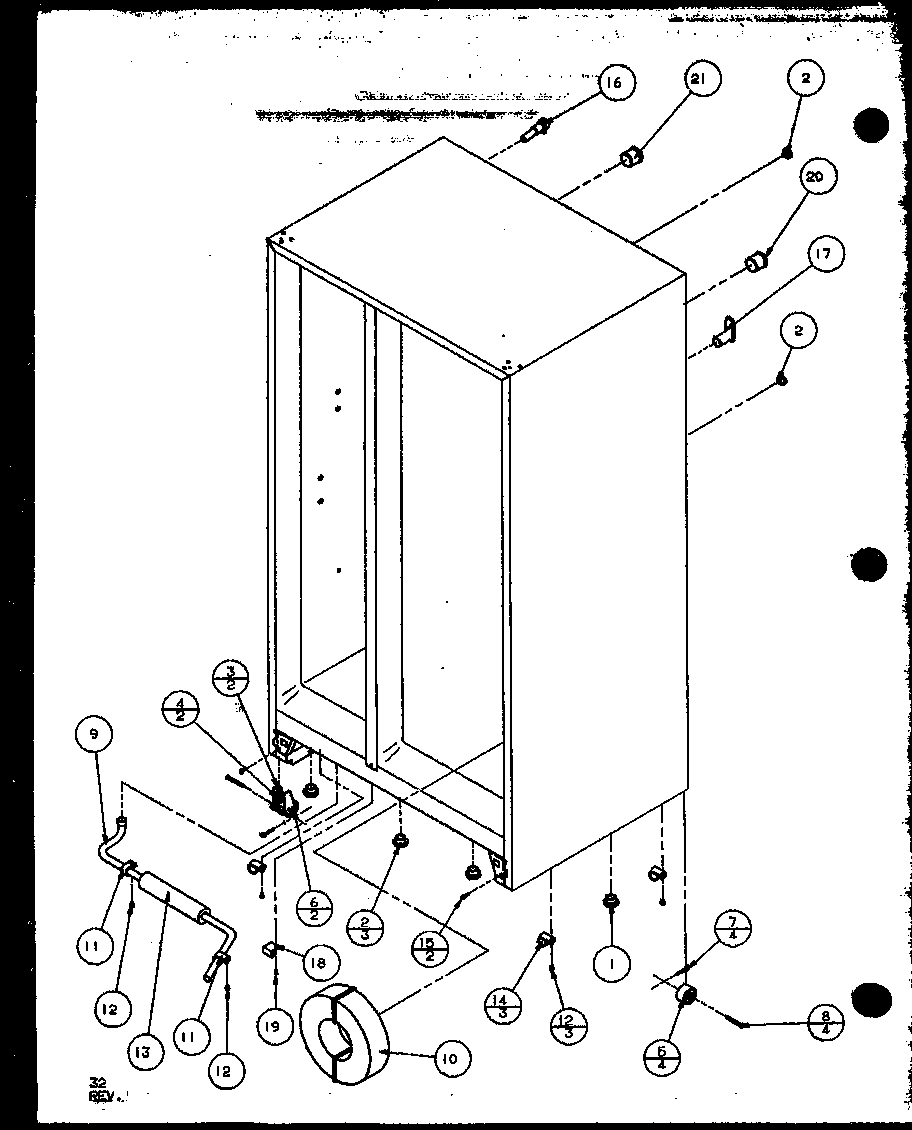 Amana SXD22MW-P1120803WW drain and rollers diagram
