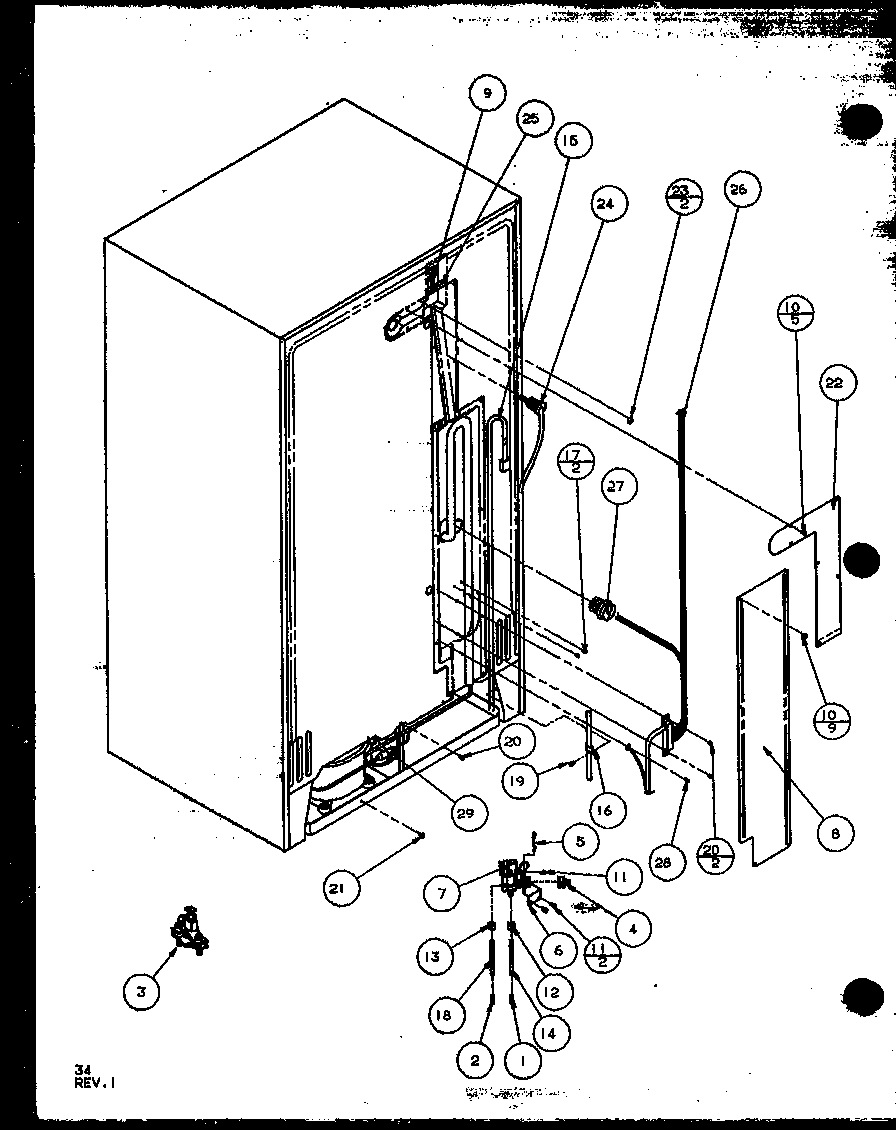 Amana SXD22MW-P1120803WW cabinet back diagram