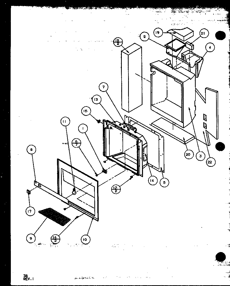 Amana SXD22MW-P1120803WW ice and water cavity diagram