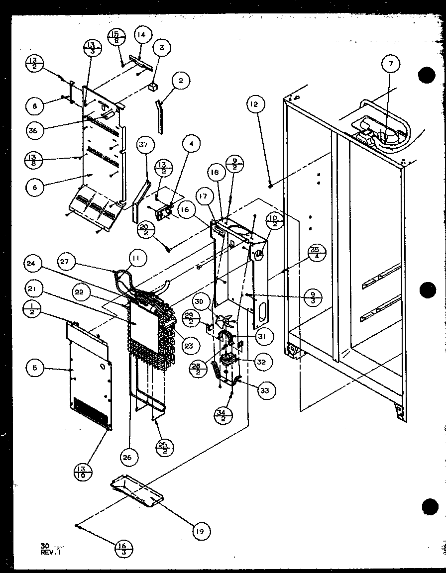 Amana 35278L-P1121806WL evaporator and air handling diagram