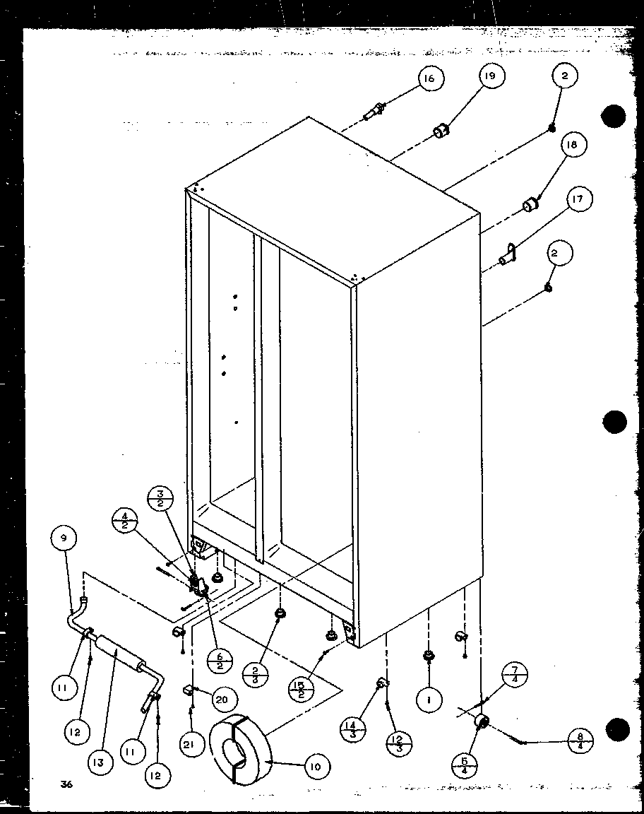Amana 35278L-P1121806WL drain and rollers diagram