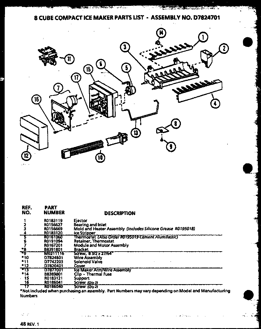 Amana 35278L-P1121806WL 8 cube compact ice maker diagram