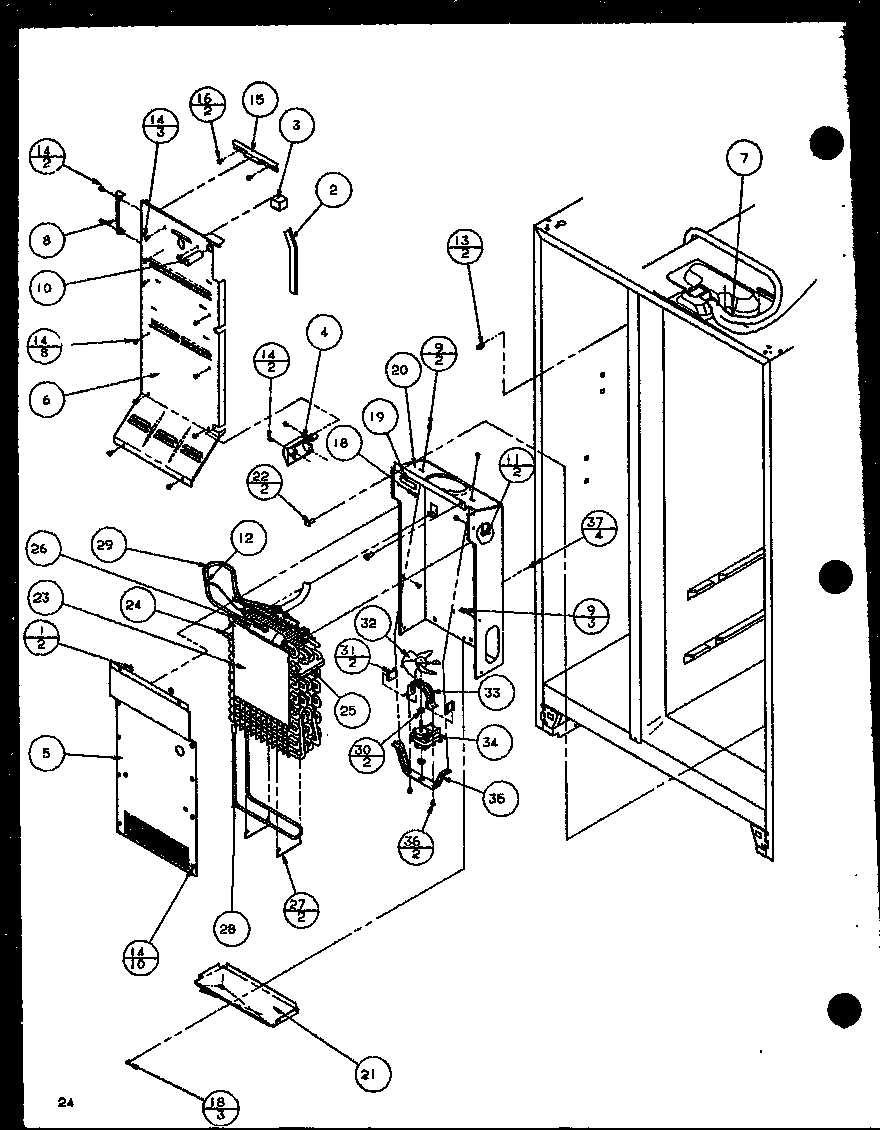 Amana SLD25ML-P11201102WL evaporator and air handling (sld22mbw/p1120805ww) (sld22mbg/p1120805wg) (sld22mbl/p1120805wl) (sld22mbw/p1120806ww) (sld22mbl/p1120806wl) (sld22mbg/p1120806wg) (sld22mb2w/p1155001ww) (sld22mb2l/p1155001wl) (sld25mw/p1121101ww) (sld25ml/p1121101wl) (sld25m diagram