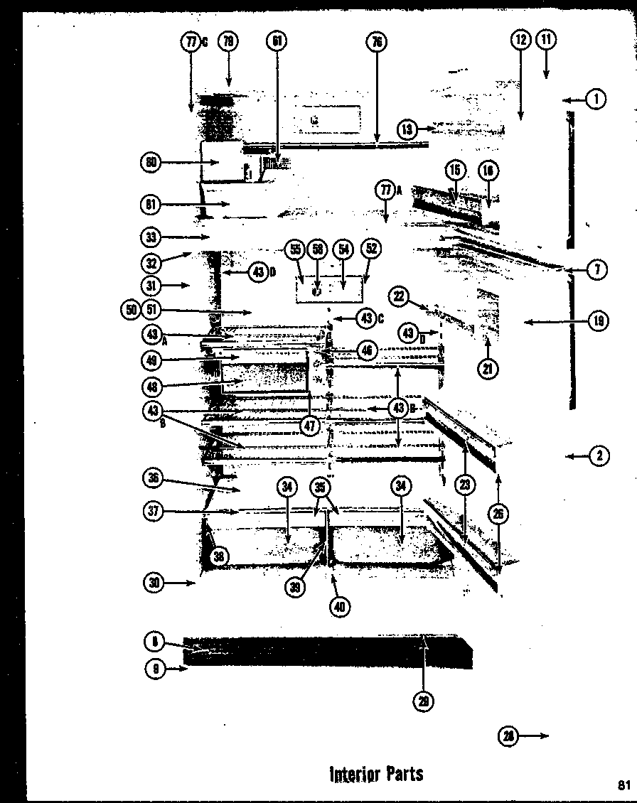 Amana T-17LD-1 interior parts (tr-19d) (tr-19ld) (tci-19d) (tci-19ld) diagram
