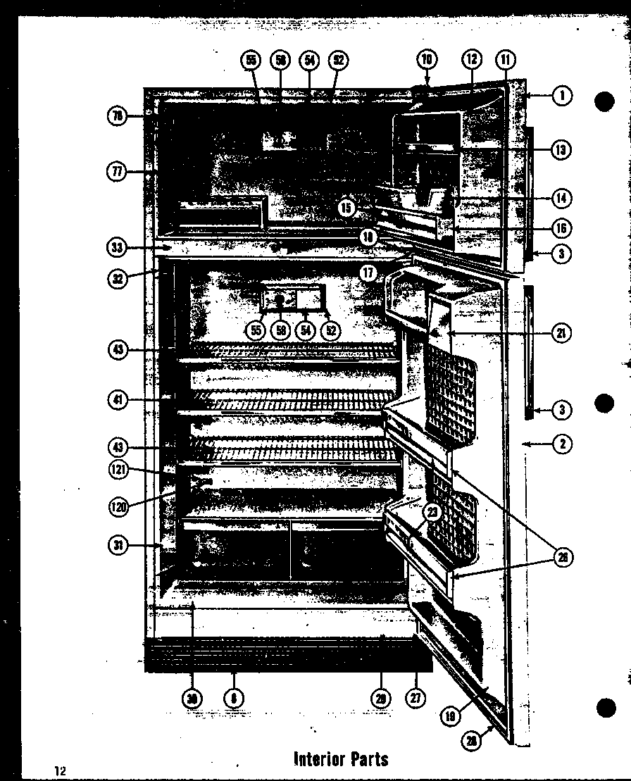 Amana TI-17E interior parts (t-17e) (t-17le) (ti-17e) (ti-17le) (tr-17e) (tr-17le) (tri-17e) (tri-17le) diagram