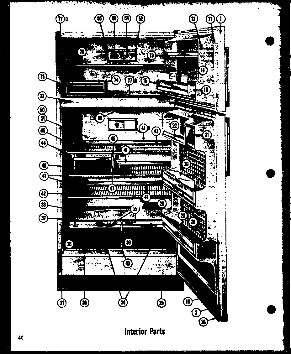 Amana TI-17E interior parts (tr-19e) (tr-19le) (tci-19e) (tci-19le) diagram