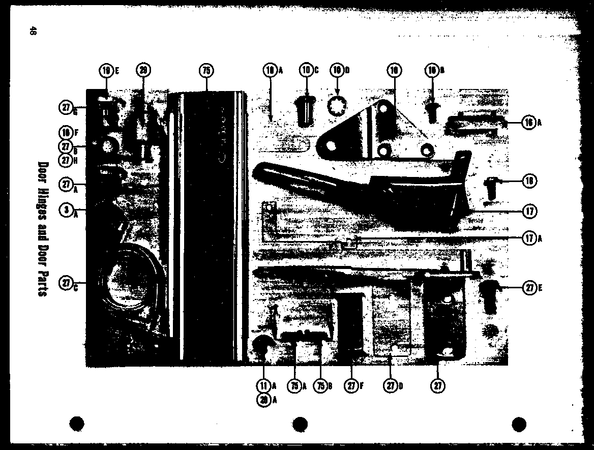 Amana TI-17E door hinges and door parts (tr-19e) (tr-19le) (tci-19e) (tci-19le) diagram