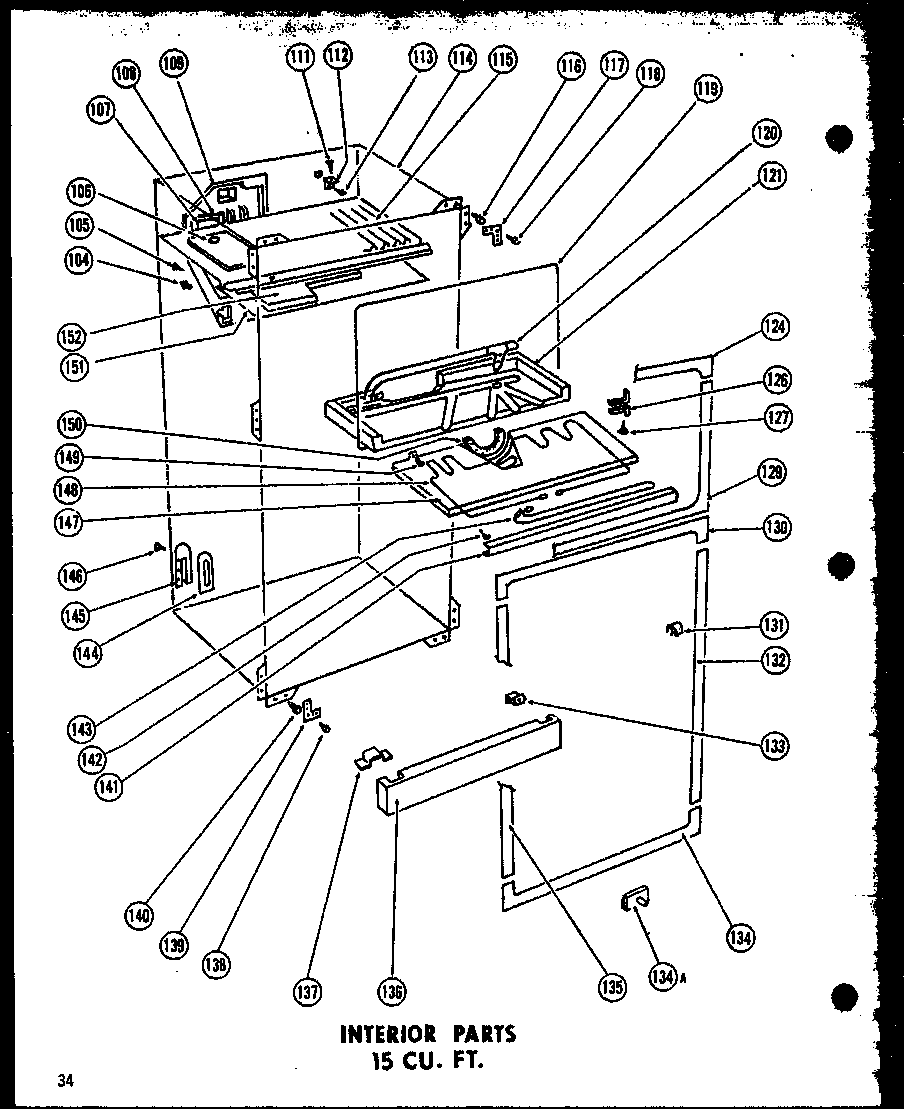 Amana TR17G interior parts 15 cu. ft. (tr15-g) (t15-g) diagram