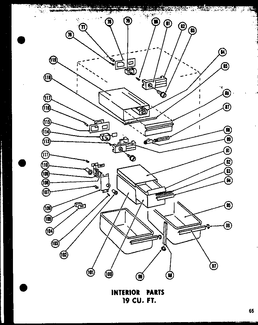 Amana TR17G interior parts 19 cu. ft. (tr19g) (td19g) diagram
