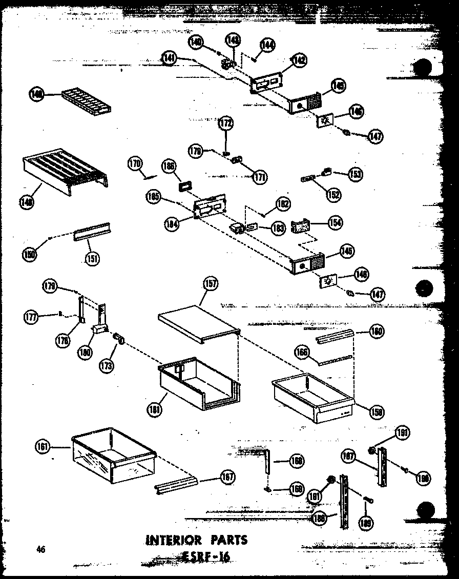 Amana ESR-16-AG-P60303-2WG interior parts esrf-16 (esrf16a/p60303-3wa) (esrf16c/p60303-3wc) (esrf16ag/p60303-3wg) (esrf16/p60303-3w) diagram