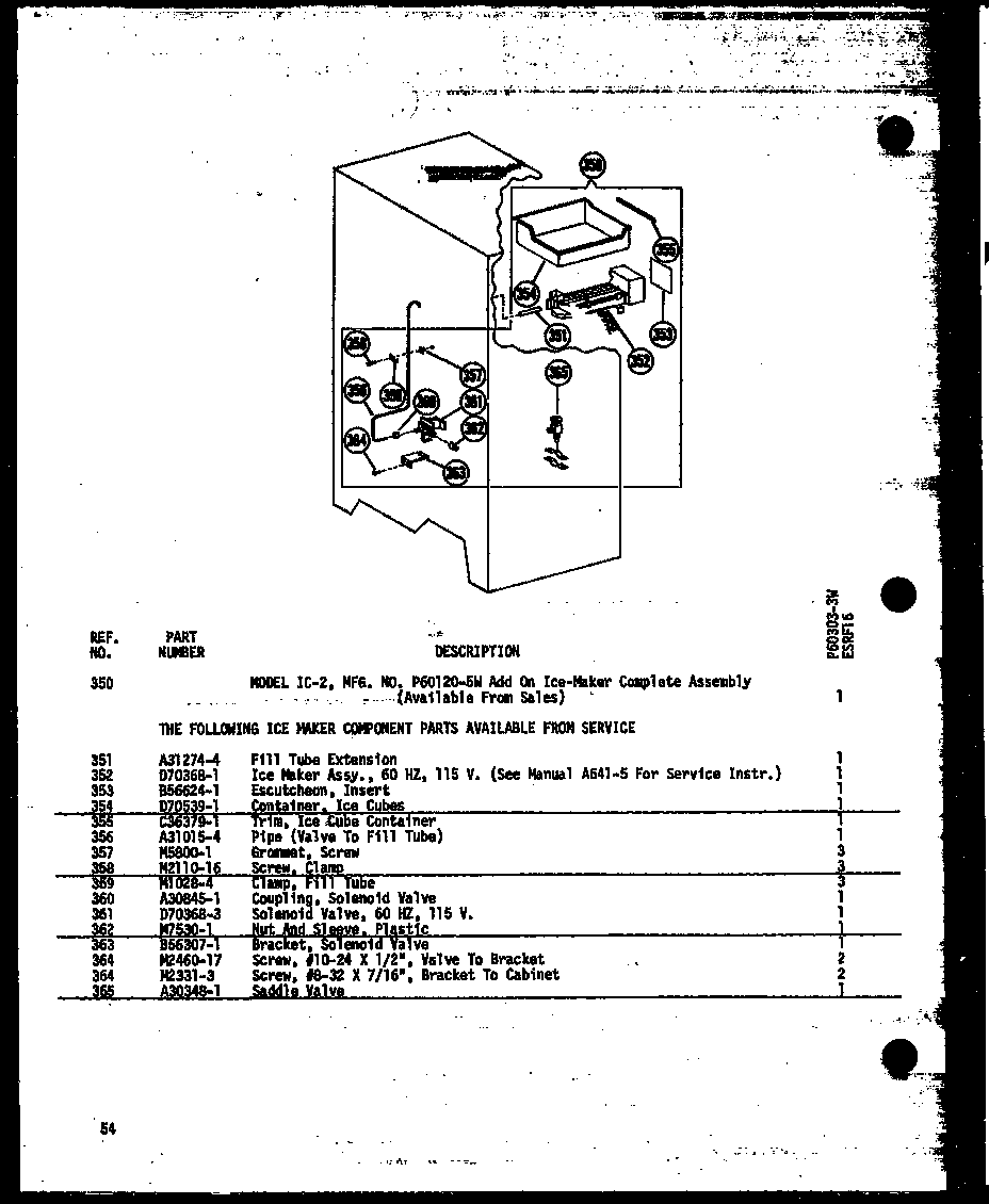 Amana ESRF16-C-P30303-3WC (esrf16-a/p60303-3wa) (esrf16-c/p30303-3wc) (esrf-16-ag/p60303-3wg) (esrf16/p60303-3w) diagram