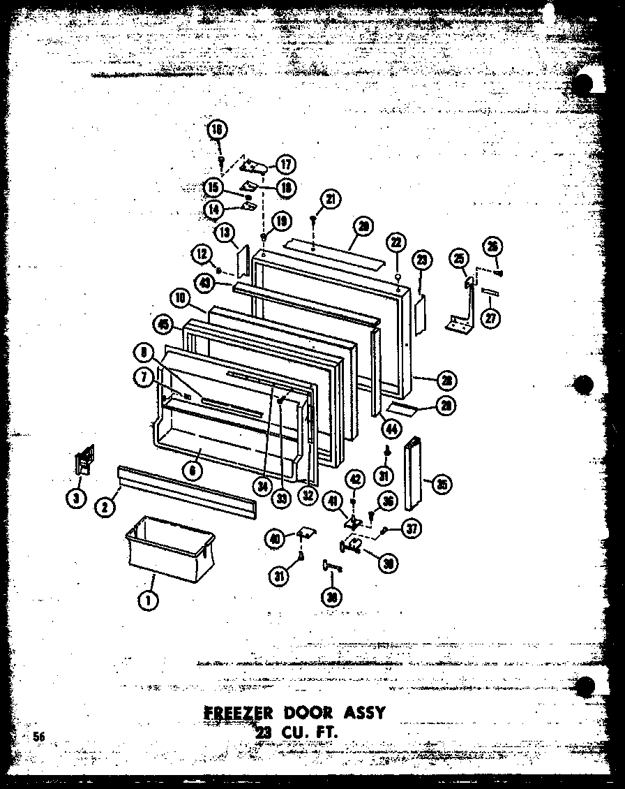 Amana TM18W-C-P60303-35WC freezer door assy 23 cu. ft. (td23w/p60303-39w) diagram