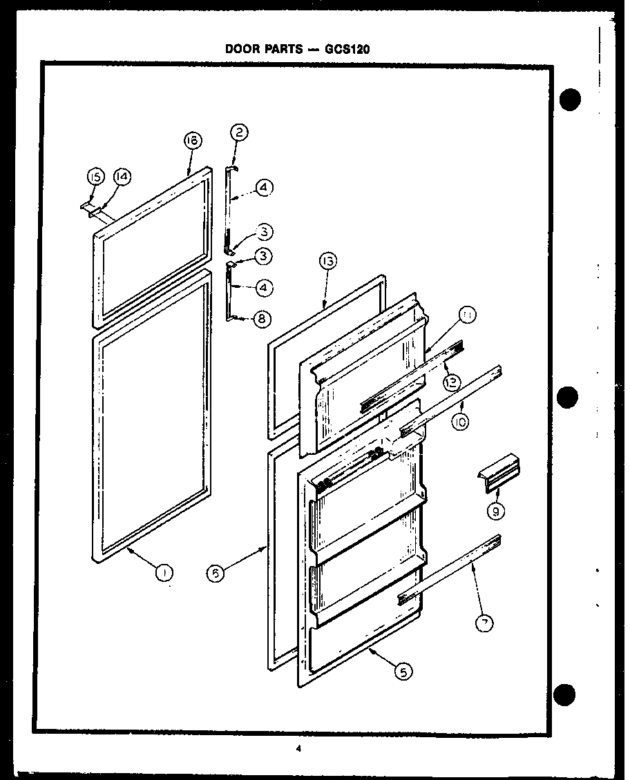 Caloric GFS140 door parts (gcs120) diagram