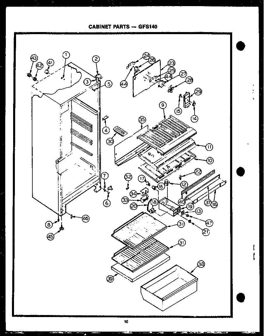 Caloric GFS140 cabinet parts (gfs140) diagram