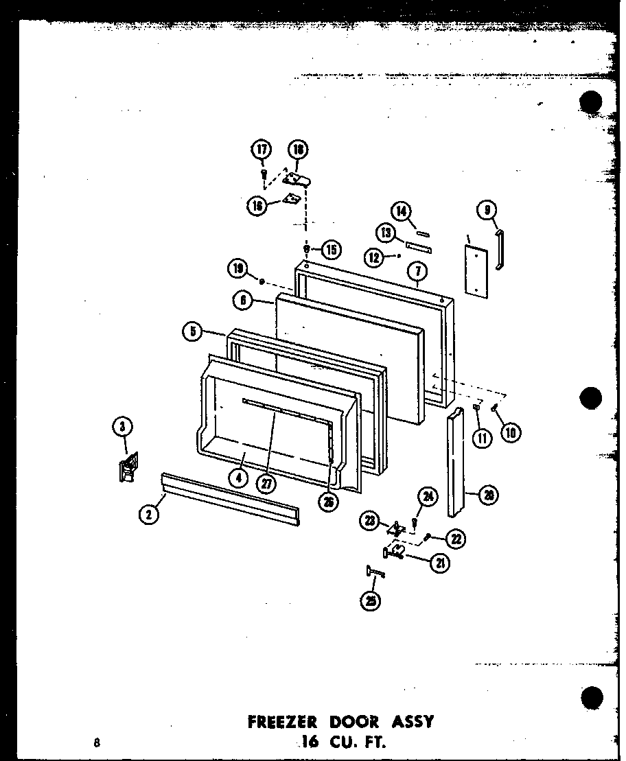 Amana TC18N-C-P60303-60WC freezer door assy 16 cu. ft. (et16n/p60303-65w) diagram