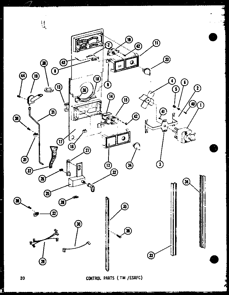Amana ESRFC14D-P73953-14W control parts (tm/esrfc) (esrfc514d/p73953-11w) (esrfc516d/p73953-12w) (esrfc16d/p73953-13w) (esrfc14d/p73953-14w) (tm14d/p73953-21w) (tm16d/p73953-22w) diagram
