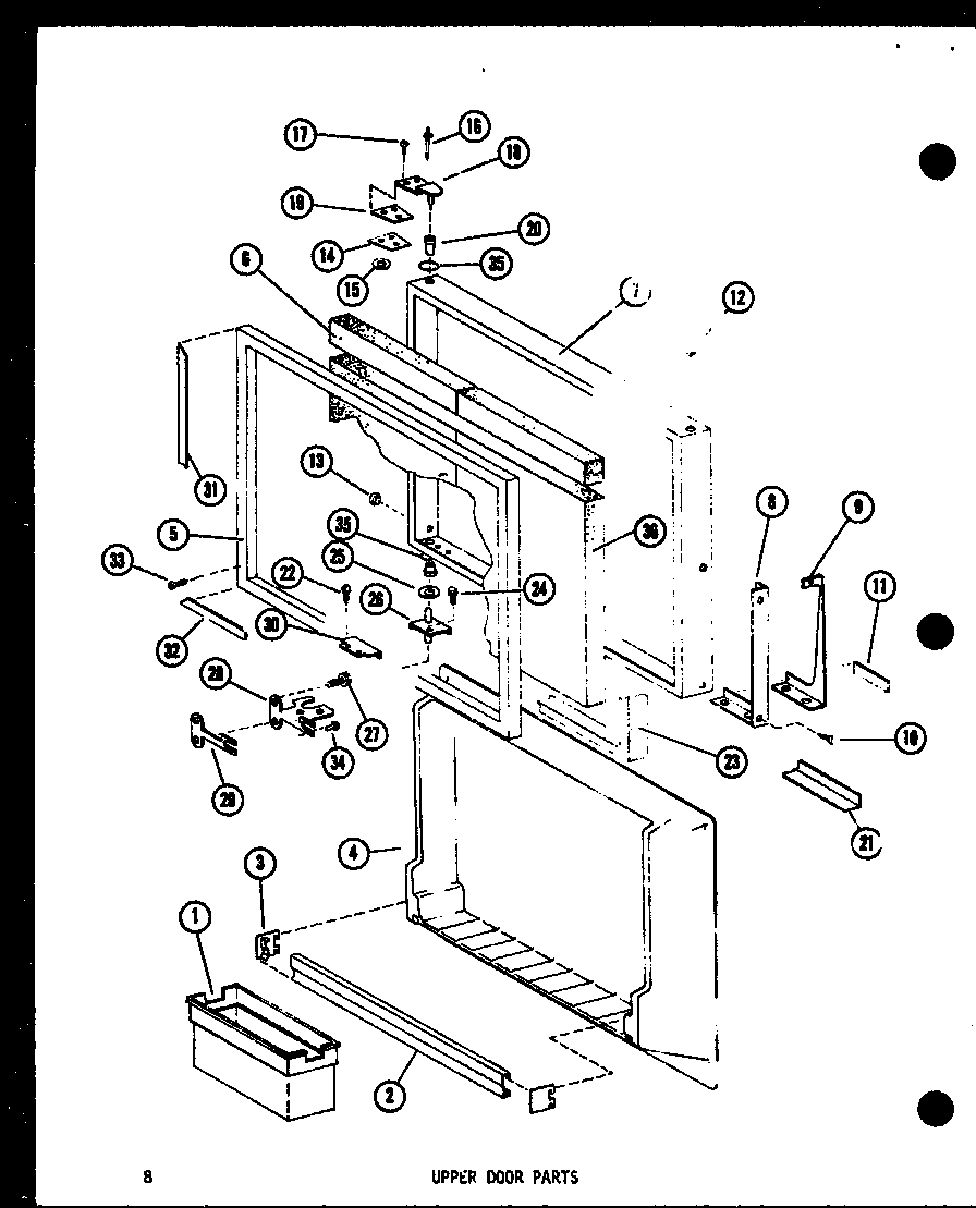 Amana TM18D-P73500-30W upper door parts (ts18d/p73500-22w) (tr18d/p73500-23w) (etr18d/p73500-24w) (tc18d/p73500-25w) (tci18d/p73500-27w) (tm18d/p73500-30w) (tri18d/p73500-28w) diagram