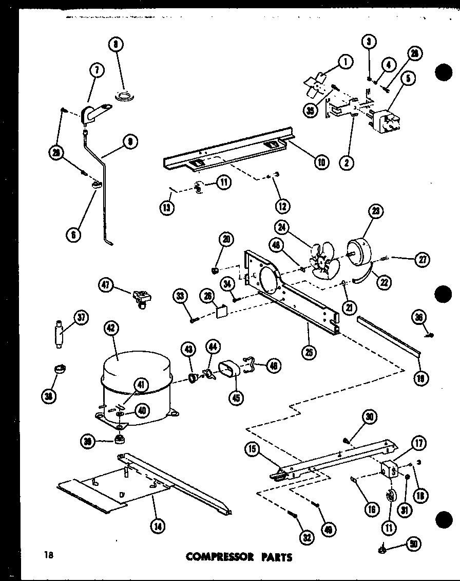 Amana TM18D-P73500-30W compressor parts (ts18d/p73500-22w) (tr18d/p73500-23w) (etr18d/p73500-24w) (tc18d/p73500-25w) (tci18d/p73500-27w) (tm18d/p73500-30w) (tri18d/p73500-28w) diagram