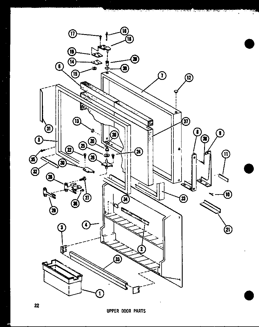 Amana TM18D-P73500-30W upper door parts (tc20d/p73500-29w) (tm20d/p73500-31w) diagram