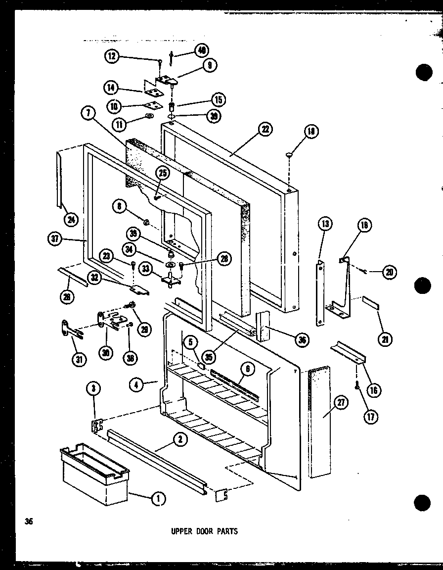 Amana TM18D-P73500-30W upper door parts (td23d/p73500-26w) diagram